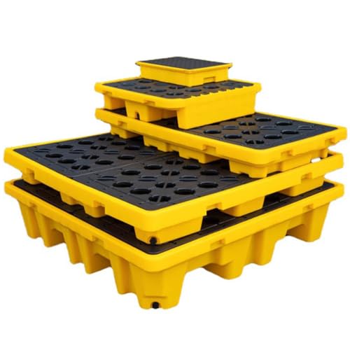 GJBMXSM Auffangwanne Ausgelaufene Fässer, Modulare Plattform, Auffangwanne Hoher Tragkraft, Stapelbare Auffangwanne Polyethylen Gitter, Auffangwanne Großem,130 * 68 * 15cm von GJBMXSM