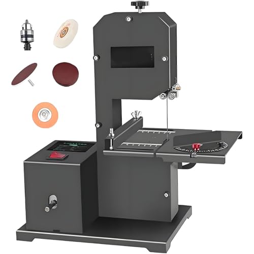 GJBMXSM Bandsäge Holzbandsäge Holzsäge Tischsäge Säge inkl. 2 Sägebänder | 230 Volt | 800 Watt | max. Durchlasshöhe: 70 mm | max. Durchlassbreite: 90 mm von GJBMXSM
