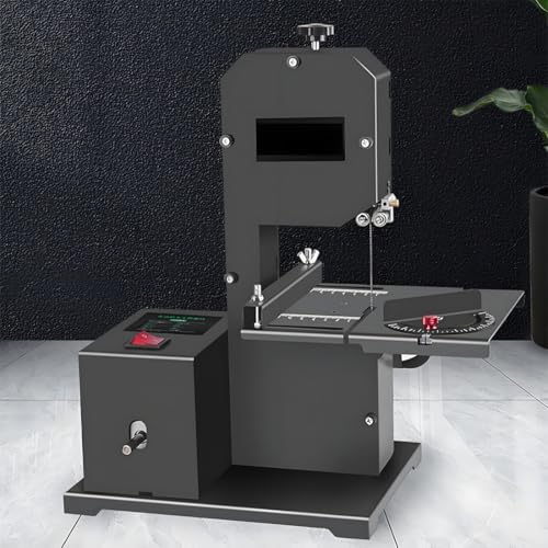 GJBMXSM Kompakte Tischbandsäge 800W 230V | 70mm Schnitthöhe + 90mm Schnittweite | Kurven- & Geradeschnitte in Holz| Neigbares Tisch (0-45°) | Inkl. 2* Sägeblatt von GJBMXSM