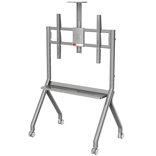 GJBMXSM Mobiler TV-Ständer Auf Rädern Für 55-100-Zoll-Bildschirme | Höhenverstellbarer Rollständer Mit Feststellbaren Rollen | Tragkraft 120 Kg – Interaktives Whiteboard & Display-Trolley von GJBMXSM