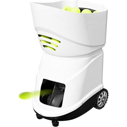 GJBMXSM Tragbare Automatische Tennisballmaschinen, Tennisbälle Ballmaschine, Tennisballwurfmaschine, Tennisballwerfer 100 Bälle, Tennistrainer, Tennis-Trainingsausrüstung,White von GJBMXSM