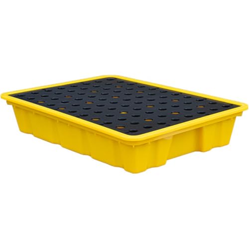 GJBMXSM auffangwanne Für 1/2/4 Fässer, Stapelbare Modulare Auslaufsichere Auffangpalette Mit Abfluss Und Gabelstaplertaschen, Polyethylen-Basis Für Lagerhallen Und Fabriken,66 * 36 * 12cm von GJBMXSM