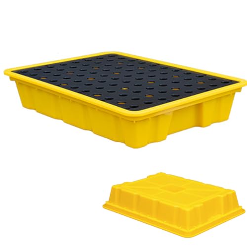 GJBMXSM auffangwanne Für 1/2/4 Fässer Mit Ablauf Und Gabelstaplertaschen, Stapelbare Modulare AuffangPlattform Für Tonnenfässer, Auslaufsichere Polyethylenbasis,49 * 35 * 9cm von GJBMXSM