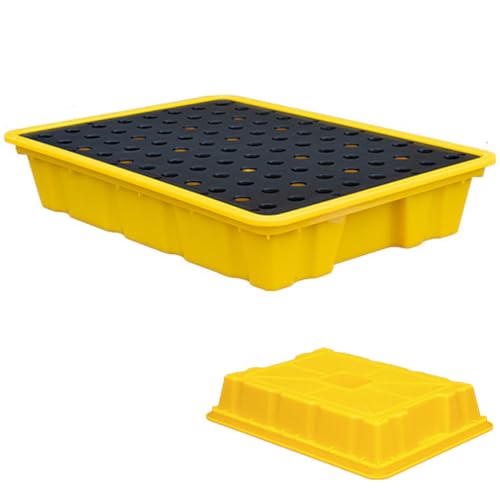 GJBMXSM auffangwanne Für 1/2/4 Fässer Mit Ablauf Und Gabelstaplertaschen, Stapelbare Modulare AuffangPlattform Für Tonnenfässer, Auslaufsichere Polyethylenbasis,50 * 36 * 10cm von GJBMXSM