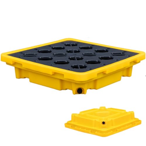 GJBMXSM auffangwanne Für 1/2/4 Fässer Mit Ablauf Und Gabelstaplertaschen, Stapelbare Modulare AuffangPlattform Für Tonnenfässer, Auslaufsichere Polyethylenbasis,67 * 67 * 15cm von GJBMXSM