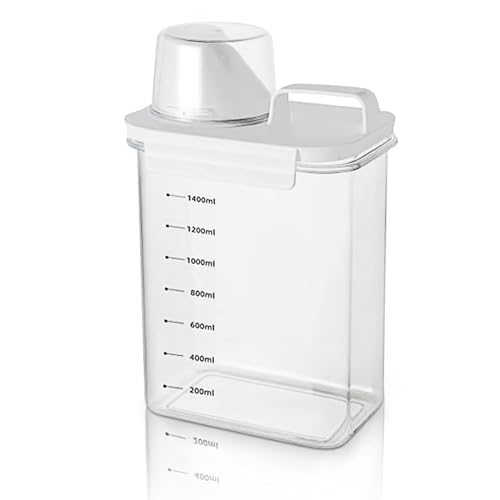 GJGJZD Luftdichter Waschmittelspender Mit Messbecher, Waschpulver Aufbewahrungsbox, Mehrzweck-Waschpulver Spender Waschpulver Dose, Waschmittelbox für Waschmittel WeichspüLer, Waschpulver-BehäLter von GJGJZD