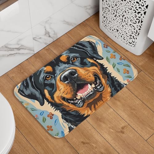 Coole Fußmatte mit Rottweiler-Hundekunst, rutschfest, saugfähig, Badteppich, weich, waschbar, Bodenmatte, moderner Teppich für stilvolle Küche, Schlafzimmer, Badezimmer, Dekoration, 40,6 x 61 cm Coole Fußmatte mit Rottweiler-Hundekunst, rutschfest, saugfähig, Badteppich, weich, waschbar, Bodenmatte, moderner Teppich für stilvolle Küche, Schlafzimmer, Badezimmer, Dekoration, 40,6 x 61 cm von GJHKSSVB