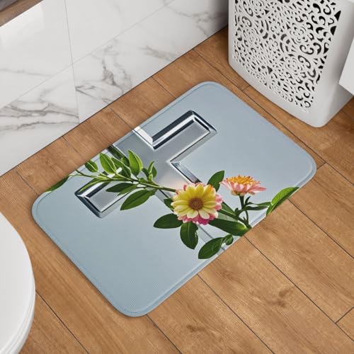 Fußmatte mit Blumenzweigen am Kreuz, rutschfest, saugfähig, Badteppich, weich, waschbar, Bodenmatte, moderner Teppich für stilvolle Küche, Schlafzimmer, Badezimmer, Dekoration, 40,6 x 61 cm Fußmatte mit Blumenzweigen am Kreuz, rutschfest, saugfähig, Badteppich, weich, waschbar, Bodenmatte, moderner Teppich für stilvolle Küche, Schlafzimmer, Badezimmer, Dekoration, 40,6 x 61 cm von GJHKSSVB
