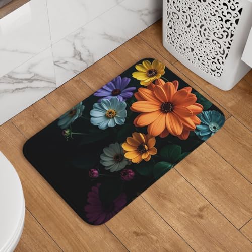 Fußmatte mit hellen Blumen, rutschfest, saugfähig, weich, waschbar, Bodenmatte, moderner Teppich für stilvolle Küche, Schlafzimmer, Badezimmer, Dekoration, 40,6 x 61 cm Fußmatte mit hellen Blumen, rutschfest, saugfähig, weich, waschbar, Bodenmatte, moderner Teppich für stilvolle Küche, Schlafzimmer, Badezimmer, Dekoration, 40,6 x 61 cm von GJHKSSVB