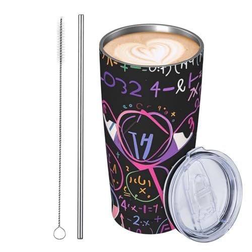 GJHKSSVB Math Formula Trinkbecher, Edelstahl, isoliert, auslaufsicher, Reise-Kaffeetasse mit Deckel und Strohhalm, Trinkbecher, Geschenke für Frauen, Männer, Liebhaber, 590 ml von GJHKSSVB