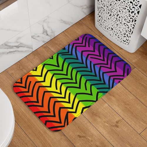 Gay Pride Regenbogen-Fußmatte, Willkommens-Fußmatte, rutschfest, saugfähig, Badteppich, weich, waschbar, Bodenmatte, moderner Teppich für stilvolle Küche, Schlafzimmer, Badezimmer, Dekoration, 40,6 x Gay Pride Regenbogen-Fußmatte, Willkommens-Fußmatte, rutschfest, saugfähig, Badteppich, weich, waschbar, Bodenmatte, moderner Teppich für stilvolle Küche, Schlafzimmer, Badezimmer, Dekoration, 40,6 x von GJHKSSVB