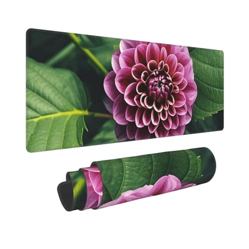 Großes Gaming-Mauspad, 30,5 x 80 cm, erweitertes XXL-Mauspad mit genähten Kanten, rutschfest, lange Schreibtischunterlage, Blumenblätter, violette rote Blume, Schreibtischunterlage für Tastatur von GJHKSSVB
