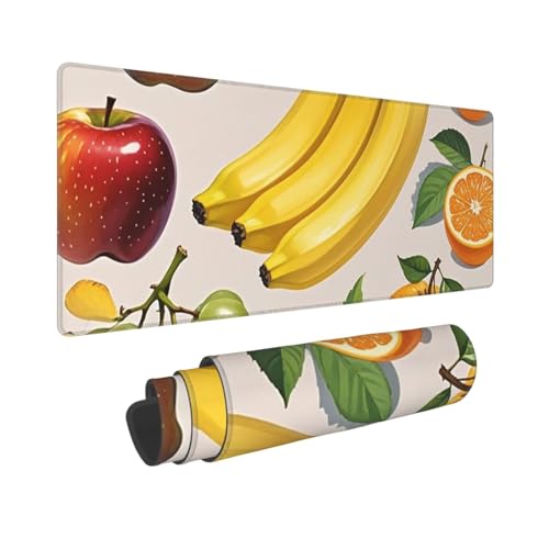 Großes Gaming-Mauspad, 30,5 x 80 cm, erweitertes XXL-Mauspad mit genähten Kanten, rutschfeste, lange Schreibtischunterlage, Bilder, Obst, (3) Schreibtischunterlage für Tastatur, Zuhause, Büro, Gaming von GJHKSSVB
