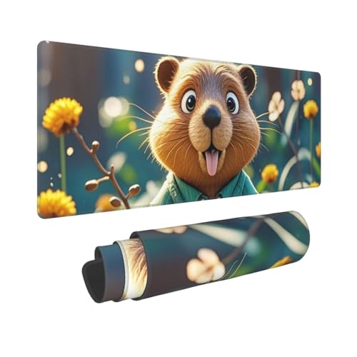 Großes Gaming-Mauspad, 30,5 x 80 cm, erweitertes XXL-Mauspad mit genähten Kanten, rutschfeste, lange Schreibtischunterlage, Cartoon-Animations-Biber, Schreibtischunterlage für Tastatur, Zuhause, Büro Großes Gaming-Mauspad, 30,5 x 80 cm, erweitertes XXL-Mauspad mit genähten Kanten, rutschfeste, lange Schreibtischunterlage, Cartoon-Animations-Biber, Schreibtischunterlage für Tastatur, Zuhause, Büro von GJHKSSVB