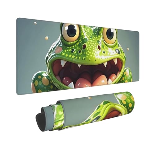 Großes Gaming-Mauspad, 30,5 x 80 cm, erweitertes XXL-Mauspad mit genähten Kanten, rutschfeste, lange Schreibtischunterlage, Frosch mit offenem Mund, Schreibtischunterlage für Tastatur, Zuhause, Büro von GJHKSSVB
