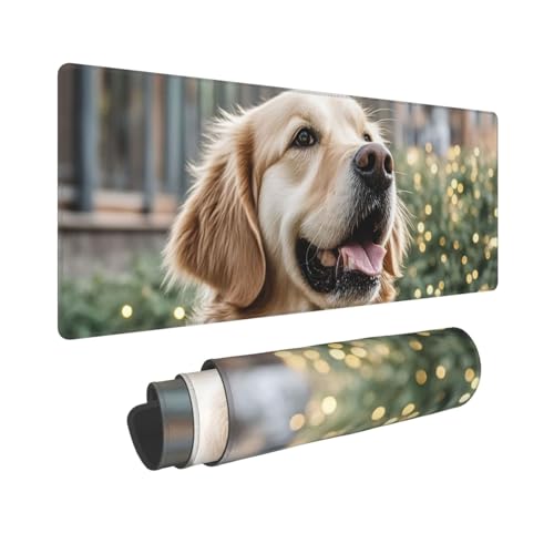 Großes Gaming-Mauspad, 30,5 x 80 cm, erweitertes XXL-Mauspad mit genähten Kanten, rutschfeste, lange Schreibtischunterlage, Golden Retriever, Hund, Schreibtischunterlage für Tastatur, Zuhause, Büro Großes Gaming-Mauspad, 30,5 x 80 cm, erweitertes XXL-Mauspad mit genähten Kanten, rutschfeste, lange Schreibtischunterlage, Golden Retriever, Hund, Schreibtischunterlage für Tastatur, Zuhause, Büro von GJHKSSVB