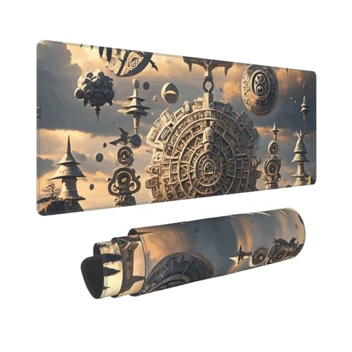 Großes Gaming-Mauspad, 30,5 x 80 cm, erweitertes XXL-Mauspad mit genähten Kanten, rutschfeste, lange Schreibtischunterlage, Maya-Kalender, Schreibtischunterlage für Tastatur, Zuhause, Büro, Gaming Großes Gaming-Mauspad, 30,5 x 80 cm, erweitertes XXL-Mauspad mit genähten Kanten, rutschfeste, lange Schreibtischunterlage, Maya-Kalender, Schreibtischunterlage für Tastatur, Zuhause, Büro, Gaming von GJHKSSVB