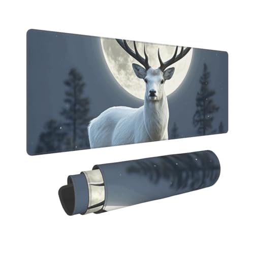 Großes Gaming-Mauspad, 30,5 x 80 cm, erweitertes XXL-Mauspad mit genähten Kanten, rutschfeste, lange Schreibtischunterlage, Mondschein-Hirsch-Schreibtischunterlage für Tastatur, Zuhause, Büro, Gaming Großes Gaming-Mauspad, 30,5 x 80 cm, erweitertes XXL-Mauspad mit genähten Kanten, rutschfeste, lange Schreibtischunterlage, Mondschein-Hirsch-Schreibtischunterlage für Tastatur, Zuhause, Büro, Gaming von GJHKSSVB