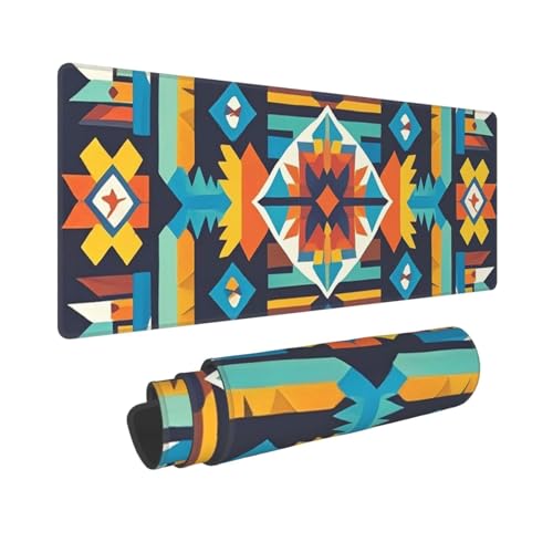 Großes Gaming-Mauspad, 30,5 x 80 cm, erweitertes XXL-Mauspad mit genähten Kanten, rutschfeste, lange Schreibtischunterlage, Navajo-Stammesmuster, Schreibtischunterlage für Tastatur, Zuhause, Büro Großes Gaming-Mauspad, 30,5 x 80 cm, erweitertes XXL-Mauspad mit genähten Kanten, rutschfeste, lange Schreibtischunterlage, Navajo-Stammesmuster, Schreibtischunterlage für Tastatur, Zuhause, Büro von GJHKSSVB