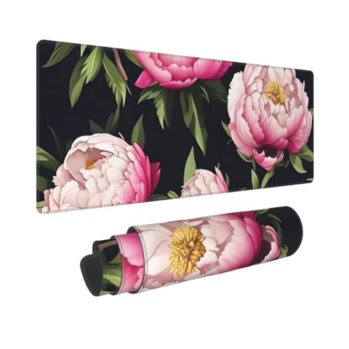 Großes Gaming-Mauspad, 30,5 x 80 cm, erweitertes XXL-Mauspad mit genähten Kanten, rutschfeste, lange Schreibtischunterlage, Pfingstrosen, Blumen, Blütendruck, Schreibtischunterlage für Tastatur Großes Gaming-Mauspad, 30,5 x 80 cm, erweitertes XXL-Mauspad mit genähten Kanten, rutschfeste, lange Schreibtischunterlage, Pfingstrosen, Blumen, Blütendruck, Schreibtischunterlage für Tastatur von GJHKSSVB