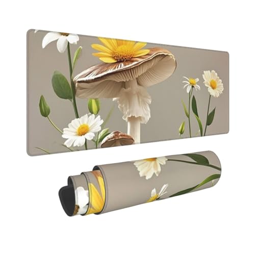 Großes Gaming-Mauspad, 30,5 x 80 cm, erweitertes XXL-Mauspad mit genähten Kanten, rutschfeste, lange Schreibtischunterlage, Pilze und Blumen, 2 Stück, Schreibtischunterlage für Tastatur, Zuhause, Büro Großes Gaming-Mauspad, 30,5 x 80 cm, erweitertes XXL-Mauspad mit genähten Kanten, rutschfeste, lange Schreibtischunterlage, Pilze und Blumen, 2 Stück, Schreibtischunterlage für Tastatur, Zuhause, Büro von GJHKSSVB