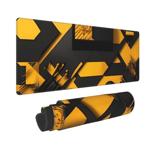Großes Gaming-Mauspad, 30,5 x 80 cm, erweitertes XXL-Mauspad mit genähten Kanten, rutschfeste, lange Schreibtischunterlage, Senfgelb und Schwarz, Schreibtischunterlage für Tastatur, Zuhause, Büro Großes Gaming-Mauspad, 30,5 x 80 cm, erweitertes XXL-Mauspad mit genähten Kanten, rutschfeste, lange Schreibtischunterlage, Senfgelb und Schwarz, Schreibtischunterlage für Tastatur, Zuhause, Büro von GJHKSSVB