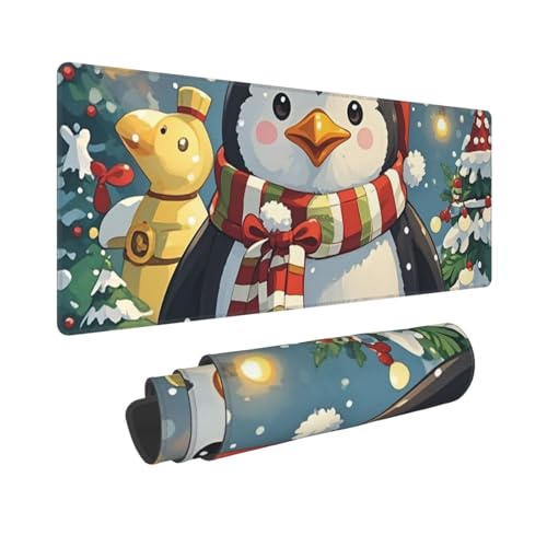 Großes Gaming-Mauspad, 30,5 x 80 cm, erweitertes XXL-Mauspad mit genähten Kanten, rutschfeste, lange Schreibtischunterlage, Weihnachten, lustiger Pinguin, Schreibtischunterlage für Tastatur, Zuhause Großes Gaming-Mauspad, 30,5 x 80 cm, erweitertes XXL-Mauspad mit genähten Kanten, rutschfeste, lange Schreibtischunterlage, Weihnachten, lustiger Pinguin, Schreibtischunterlage für Tastatur, Zuhause von GJHKSSVB