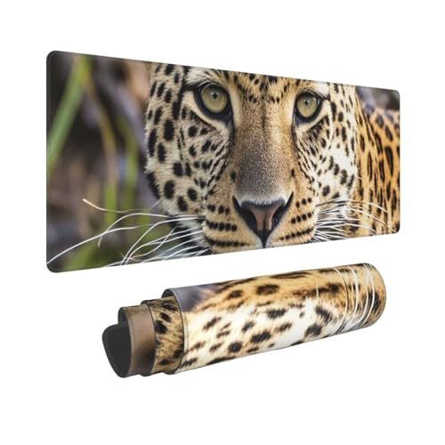 Großes Gaming-Mauspad, 30,5 x 80 cm, erweitertes XXL-Mauspad mit genähten Kanten, rutschfeste, lange Schreibtischunterlage, afrikanisches Tier, Leoparden-Schreibtischunterlage für Tastatur, Zuhause Großes Gaming-Mauspad, 30,5 x 80 cm, erweitertes XXL-Mauspad mit genähten Kanten, rutschfeste, lange Schreibtischunterlage, afrikanisches Tier, Leoparden-Schreibtischunterlage für Tastatur, Zuhause von GJHKSSVB