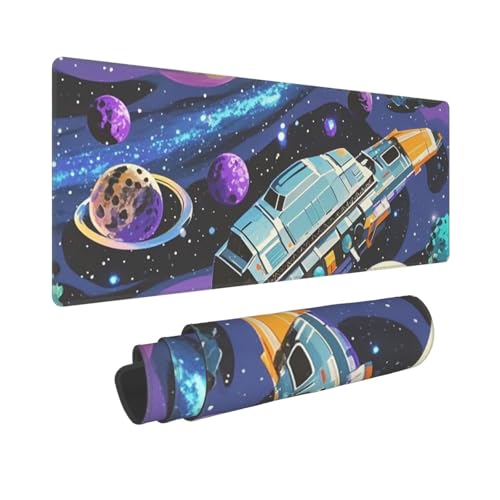 Großes Gaming-Mauspad, 30,5 x 80 cm, erweitertes XXL-Mauspad mit genähten Kanten, rutschfeste, lange Schreibtischunterlage, buntes Retro-Weltraum-Thema, Schreibtischunterlage für Tastatur, Zuhause Großes Gaming-Mauspad, 30,5 x 80 cm, erweitertes XXL-Mauspad mit genähten Kanten, rutschfeste, lange Schreibtischunterlage, buntes Retro-Weltraum-Thema, Schreibtischunterlage für Tastatur, Zuhause von GJHKSSVB