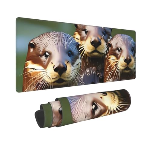 Großes Gaming-Mauspad, 30,5 x 80 cm, erweitertes XXL-Mauspad mit genähten Kanten, rutschfeste, lange Schreibtischunterlage, drei braune Otter, Schreibtischunterlage für Tastatur, Zuhause, Büro, Gaming Großes Gaming-Mauspad, 30,5 x 80 cm, erweitertes XXL-Mauspad mit genähten Kanten, rutschfeste, lange Schreibtischunterlage, drei braune Otter, Schreibtischunterlage für Tastatur, Zuhause, Büro, Gaming von GJHKSSVB