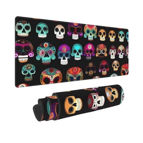 Großes Gaming-Mauspad, 30,5 x 80 cm, erweitertes XXL-Mauspad mit genähten Kanten, rutschfeste, lange Schreibtischunterlage, mexikanischer bunter Totenkopf-Schreibtischunterlage für Tastatur, Zuhause Großes Gaming-Mauspad, 30,5 x 80 cm, erweitertes XXL-Mauspad mit genähten Kanten, rutschfeste, lange Schreibtischunterlage, mexikanischer bunter Totenkopf-Schreibtischunterlage für Tastatur, Zuhause von GJHKSSVB