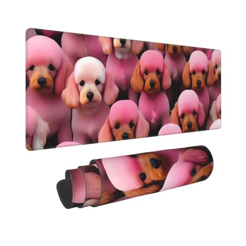 Großes Gaming-Mauspad, 30,5 x 80 cm, erweitertes XXL-Mauspad mit genähten Kanten, rutschfeste, lange Schreibtischunterlage, rosa Pudel, Hunde, Schreibtischunterlage für Tastatur, Zuhause, Büro, Gaming Großes Gaming-Mauspad, 30,5 x 80 cm, erweitertes XXL-Mauspad mit genähten Kanten, rutschfeste, lange Schreibtischunterlage, rosa Pudel, Hunde, Schreibtischunterlage für Tastatur, Zuhause, Büro, Gaming von GJHKSSVB
