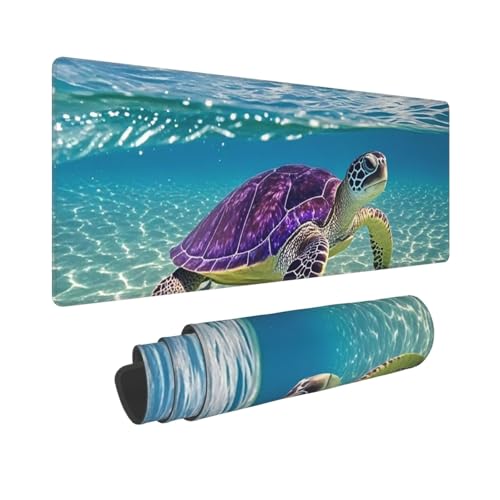 Großes Gaming-Mauspad, 30,5 x 80 cm, erweitertes XXL-Mauspad mit genähten Kanten, rutschfeste, lange Schreibtischunterlage Hawaii mit violetter Meeresschildkröte, Schreibtischunterlage für Tastatur Großes Gaming-Mauspad, 30,5 x 80 cm, erweitertes XXL-Mauspad mit genähten Kanten, rutschfeste, lange Schreibtischunterlage Hawaii mit violetter Meeresschildkröte, Schreibtischunterlage für Tastatur von GJHKSSVB