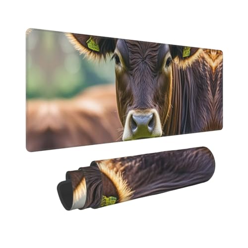 Großes Gaming-Mauspad, 30,5 x 80 cm, erweitertes XXL-Mauspad mit genähten Kanten, rutschfeste, lange Schreibtischunterlage Kuh in Braun, Schreibtischunterlage für Tastatur, Zuhause, Büro, Gaming Großes Gaming-Mauspad, 30,5 x 80 cm, erweitertes XXL-Mauspad mit genähten Kanten, rutschfeste, lange Schreibtischunterlage Kuh in Braun, Schreibtischunterlage für Tastatur, Zuhause, Büro, Gaming von GJHKSSVB