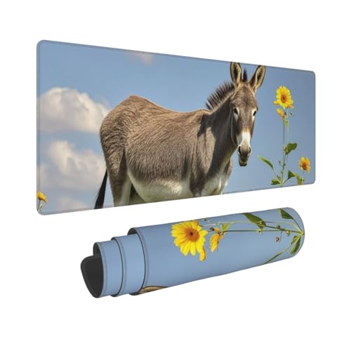 Großes Gaming-Mauspad, 30,5 x 80 cm, erweitertes XXL-Mauspad mit genähten Kanten, rutschfeste, lange Schreibtischunterlage mit Esel und Blume, Schreibtischunterlage für Tastatur, Zuhause, Büro, Gaming Großes Gaming-Mauspad, 30,5 x 80 cm, erweitertes XXL-Mauspad mit genähten Kanten, rutschfeste, lange Schreibtischunterlage mit Esel und Blume, Schreibtischunterlage für Tastatur, Zuhause, Büro, Gaming von GJHKSSVB