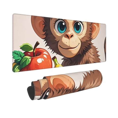 Großes Gaming-Mauspad, 30,5 x 80 cm, verlängertes XXL-Mauspad mit genähten Kanten, rutschfeste, lange Schreibtischunterlage, Affe, hält Obst, Schreibtischunterlage für Tastatur, Zuhause, Büro, Gaming Großes Gaming-Mauspad, 30,5 x 80 cm, verlängertes XXL-Mauspad mit genähten Kanten, rutschfeste, lange Schreibtischunterlage, Affe, hält Obst, Schreibtischunterlage für Tastatur, Zuhause, Büro, Gaming von GJHKSSVB