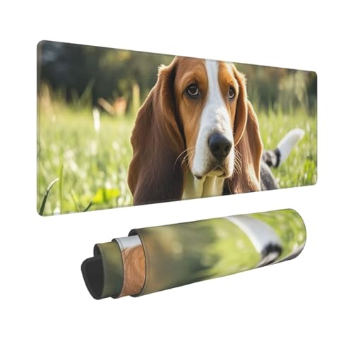 Großes Gaming-Mauspad, 30,5 x 80 cm, verlängertes XXL-Mauspad mit genähten Kanten, rutschfeste, lange Schreibtischunterlage, Basset Hound, Schreibtischunterlage für Tastatur, Zuhause, Büro, Gaming Großes Gaming-Mauspad, 30,5 x 80 cm, verlängertes XXL-Mauspad mit genähten Kanten, rutschfeste, lange Schreibtischunterlage, Basset Hound, Schreibtischunterlage für Tastatur, Zuhause, Büro, Gaming von GJHKSSVB