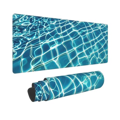 Großes Gaming-Mauspad, 30,5 x 80 cm, verlängertes XXL-Mauspad mit genähten Kanten, rutschfeste, lange Schreibtischunterlage, Blau, Aqua-Pool-Wasser-Schreibtischunterlage für Tastatur, Zuhause, Büro Großes Gaming-Mauspad, 30,5 x 80 cm, verlängertes XXL-Mauspad mit genähten Kanten, rutschfeste, lange Schreibtischunterlage, Blau, Aqua-Pool-Wasser-Schreibtischunterlage für Tastatur, Zuhause, Büro von GJHKSSVB