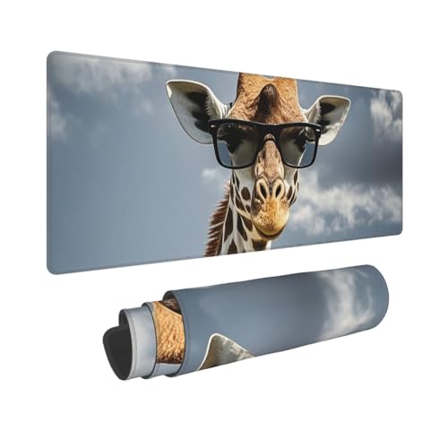Großes Gaming-Mauspad, 30,5 x 80 cm, verlängertes XXL-Mauspad mit genähten Kanten, rutschfeste, lange Schreibtischunterlage, Giraffe mit Sonnenbrille, Schreibtischunterlage für Tastatur, Zuhause, Büro Großes Gaming-Mauspad, 30,5 x 80 cm, verlängertes XXL-Mauspad mit genähten Kanten, rutschfeste, lange Schreibtischunterlage, Giraffe mit Sonnenbrille, Schreibtischunterlage für Tastatur, Zuhause, Büro von GJHKSSVB