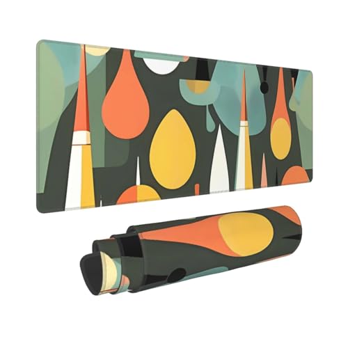 Großes Gaming-Mauspad, 30,5 x 80 cm, verlängertes XXL-Mauspad mit genähten Kanten, rutschfeste, lange Schreibtischunterlage, Mitte des Jahrhunderts, modernes Retro mit Tropfenformen Großes Gaming-Mauspad, 30,5 x 80 cm, verlängertes XXL-Mauspad mit genähten Kanten, rutschfeste, lange Schreibtischunterlage, Mitte des Jahrhunderts, modernes Retro mit Tropfenformen von GJHKSSVB