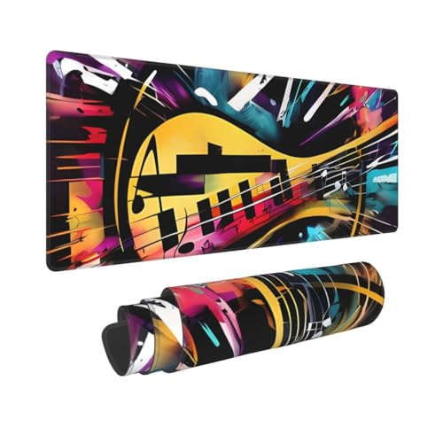 Großes Gaming-Mauspad, 30,5 x 80 cm, verlängertes XXL-Mauspad mit genähten Kanten, rutschfeste, lange Schreibtischunterlage, Musik-Graffiti-Stil, Schreibtischunterlage für Tastatur, Zuhause, Büro Großes Gaming-Mauspad, 30,5 x 80 cm, verlängertes XXL-Mauspad mit genähten Kanten, rutschfeste, lange Schreibtischunterlage, Musik-Graffiti-Stil, Schreibtischunterlage für Tastatur, Zuhause, Büro von GJHKSSVB