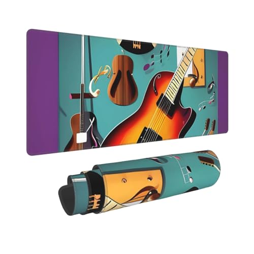 Großes Gaming-Mauspad, 30,5 x 80 cm, verlängertes XXL-Mauspad mit genähten Kanten, rutschfeste, lange Schreibtischunterlage, Musikgitarre, Schreibtischunterlage für Tastatur, Zuhause, Büro, Gaming Großes Gaming-Mauspad, 30,5 x 80 cm, verlängertes XXL-Mauspad mit genähten Kanten, rutschfeste, lange Schreibtischunterlage, Musikgitarre, Schreibtischunterlage für Tastatur, Zuhause, Büro, Gaming von GJHKSSVB