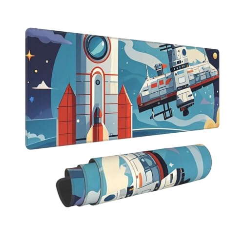 Großes Gaming-Mauspad, 30,5 x 80 cm, verlängertes XXL-Mauspad mit genähten Kanten, rutschfeste, lange Schreibtischunterlage, Raketen-Clipart Raumschiff-Schreibtischunterlage für Tastatur, Zuhause Großes Gaming-Mauspad, 30,5 x 80 cm, verlängertes XXL-Mauspad mit genähten Kanten, rutschfeste, lange Schreibtischunterlage, Raketen-Clipart Raumschiff-Schreibtischunterlage für Tastatur, Zuhause von GJHKSSVB