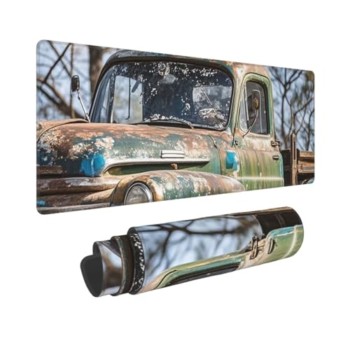 Großes Gaming-Mauspad, 30,5 x 80 cm, verlängertes XXL-Mauspad mit genähten Kanten, rutschfeste, lange Schreibtischunterlage, alter LKW, Auto-Schreibtischunterlage für Tastatur, Zuhause, Büro, Gaming Großes Gaming-Mauspad, 30,5 x 80 cm, verlängertes XXL-Mauspad mit genähten Kanten, rutschfeste, lange Schreibtischunterlage, alter LKW, Auto-Schreibtischunterlage für Tastatur, Zuhause, Büro, Gaming von GJHKSSVB