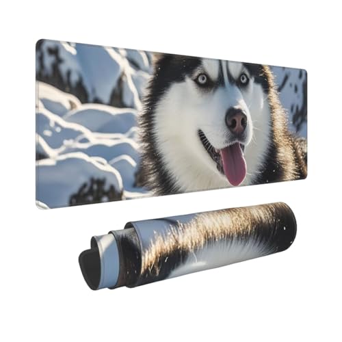 Großes Gaming-Mauspad, 30,5 x 80 cm, verlängertes XXL-Mauspad mit genähten Kanten, rutschfeste, lange Schreibtischunterlage, bezaubernde Huskies, Schreibtischunterlage für Tastatur, Zuhause, Büro Großes Gaming-Mauspad, 30,5 x 80 cm, verlängertes XXL-Mauspad mit genähten Kanten, rutschfeste, lange Schreibtischunterlage, bezaubernde Huskies, Schreibtischunterlage für Tastatur, Zuhause, Büro von GJHKSSVB