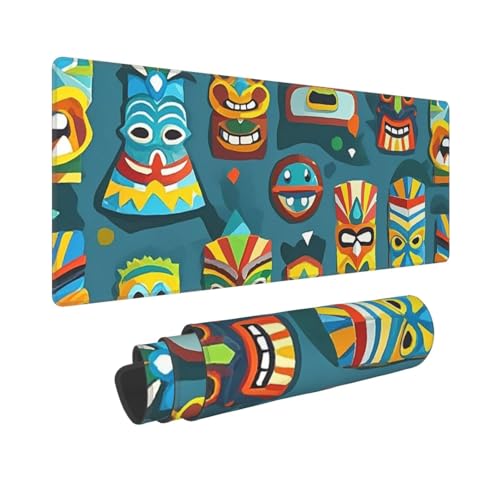 Großes Gaming-Mauspad, 30,5 x 80 cm, verlängertes XXL-Mauspad mit genähten Kanten, rutschfeste, lange Schreibtischunterlage, buntes Tiki-Masken-Muster, Schreibtischunterlage für Tastatur, Zuhause Großes Gaming-Mauspad, 30,5 x 80 cm, verlängertes XXL-Mauspad mit genähten Kanten, rutschfeste, lange Schreibtischunterlage, buntes Tiki-Masken-Muster, Schreibtischunterlage für Tastatur, Zuhause von GJHKSSVB