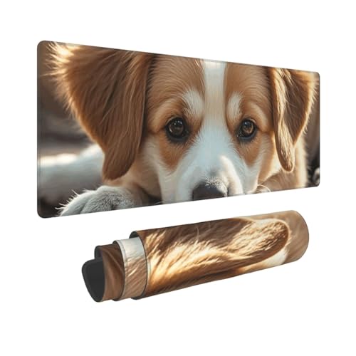 Großes Gaming-Mauspad, 30,5 x 80 cm, verlängertes XXL-Mauspad mit genähten Kanten, rutschfeste, lange Schreibtischunterlage, fauler Hund, Welpe, Schreibtischunterlage für Tastatur, Zuhause, Büro Großes Gaming-Mauspad, 30,5 x 80 cm, verlängertes XXL-Mauspad mit genähten Kanten, rutschfeste, lange Schreibtischunterlage, fauler Hund, Welpe, Schreibtischunterlage für Tastatur, Zuhause, Büro von GJHKSSVB
