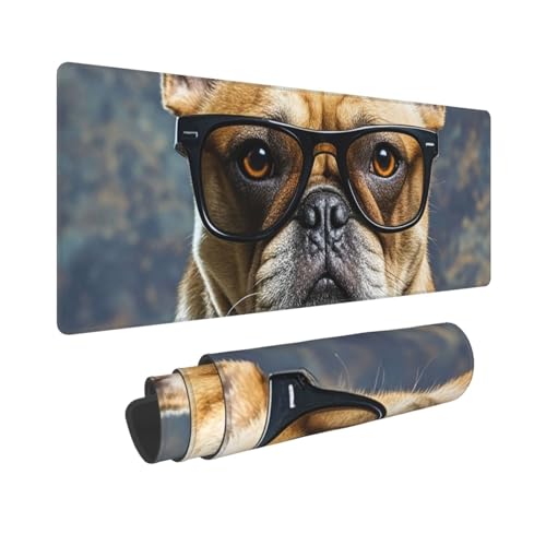 Großes Gaming-Mauspad, 30,5 x 80 cm, verlängertes XXL-Mauspad mit genähten Kanten, rutschfeste, lange Schreibtischunterlage, französische Bulldogge mit Sonnenbrille, Schreibtischunterlage für Tastatur Großes Gaming-Mauspad, 30,5 x 80 cm, verlängertes XXL-Mauspad mit genähten Kanten, rutschfeste, lange Schreibtischunterlage, französische Bulldogge mit Sonnenbrille, Schreibtischunterlage für Tastatur von GJHKSSVB