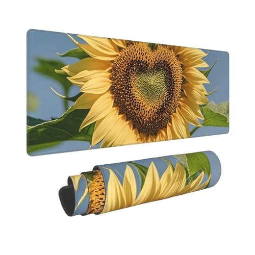 Großes Gaming-Mauspad, 30,5 x 80 cm, verlängertes XXL-Mauspad mit genähten Kanten, rutschfeste, lange Schreibtischunterlage, herzförmige Sonnenblumen-Schreibtischunterlage für Tastatur, Zuhause, Büro Großes Gaming-Mauspad, 30,5 x 80 cm, verlängertes XXL-Mauspad mit genähten Kanten, rutschfeste, lange Schreibtischunterlage, herzförmige Sonnenblumen-Schreibtischunterlage für Tastatur, Zuhause, Büro von GJHKSSVB