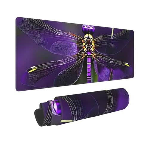 Großes Gaming-Mauspad, 30,5 x 80 cm, verlängertes XXL-Mauspad mit genähten Kanten, rutschfeste, lange Schreibtischunterlage, lila Libellen-Schreibtischunterlage für Tastatur, Zuhause, Büro, Gaming Großes Gaming-Mauspad, 30,5 x 80 cm, verlängertes XXL-Mauspad mit genähten Kanten, rutschfeste, lange Schreibtischunterlage, lila Libellen-Schreibtischunterlage für Tastatur, Zuhause, Büro, Gaming von GJHKSSVB